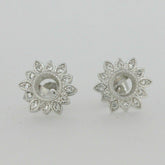 Sterling Silver Semi Mount Earrings Setting Round Rd 5x5mm White Topaz L483E483W - Syzjewelry
